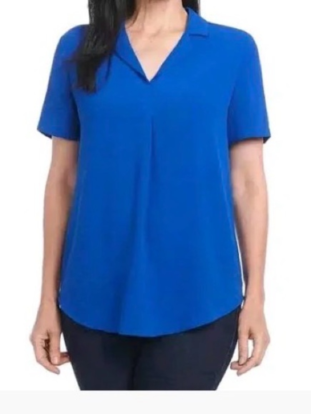 Hilary Radley Women’s Royal Blue Short-Sleeve V-Neck Blouse Sz M - Picture 5 of 5